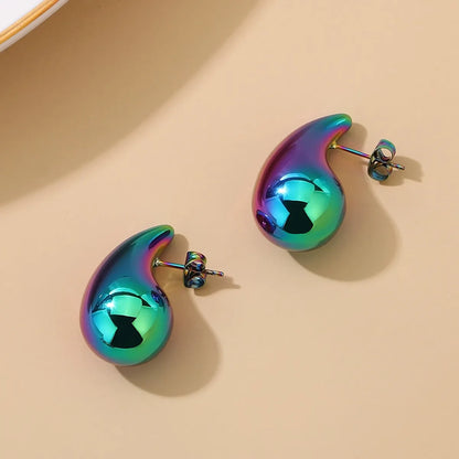 1 Pair Basic Water Droplets Plating Titanium Steel Ear Studs