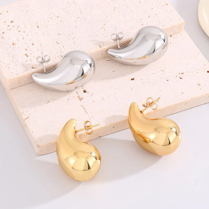 1 Pair Basic Water Droplets Plating Titanium Steel Ear Studs