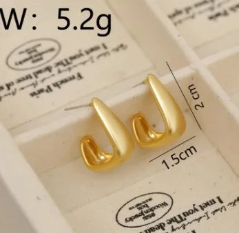 1 Pair Beach C Shape Copper 16K Gold Plated Nostalgic Gold White Gold Plated Ear Studs