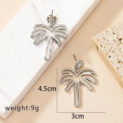 1 Pair Beach Coconut Tree Plating Inlay Alloy Artificial Pearls Gold Plated Drop Earrings