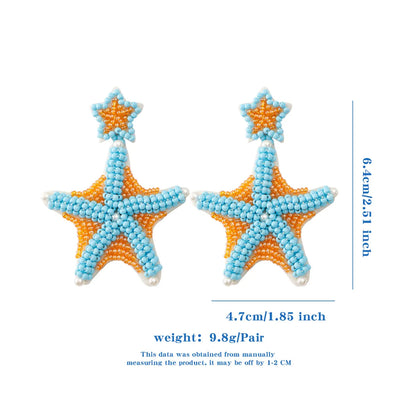 1 Pair Beach Modern Style Classic Style Animal Starfish Glass Seed Bead Drop Earrings