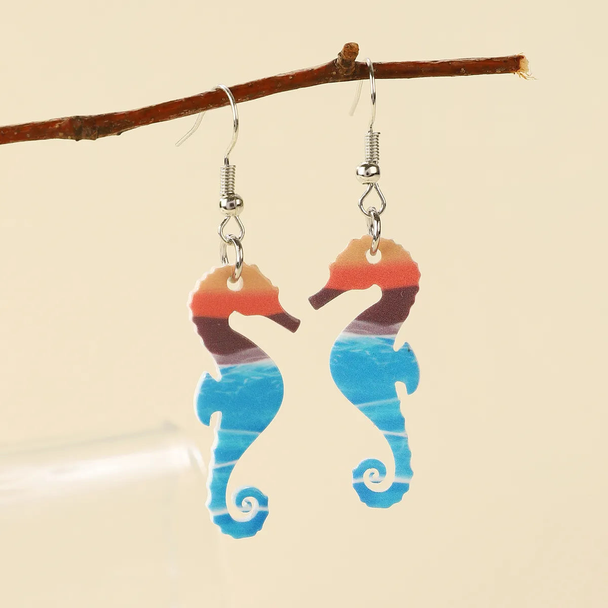 1 Pair Beach Simple Style Starfish Hippocampus Shell Hollow Out Arylic Drop Earrings