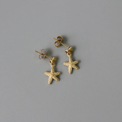 1 Pair Beach Simple Style Starfish Shell Plating Titanium Steel 14k Gold Plated Drop Earrings