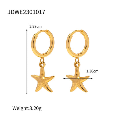 1 Pair Beach Starfish Plating 304 Stainless Steel 18K Gold Plated Drop Earrings