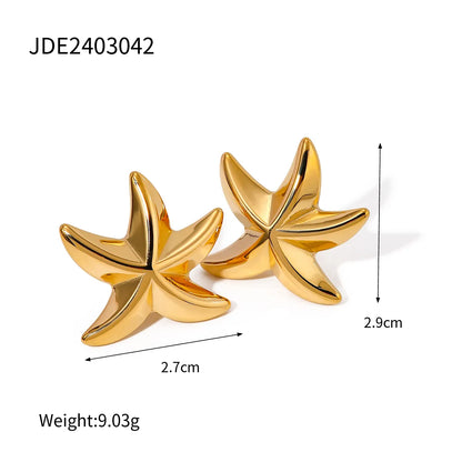 1 Pair Beach Starfish Plating 304 Stainless Steel 18K Gold Plated Drop Earrings