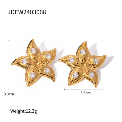 1 Pair Beach Starfish Plating 304 Stainless Steel 18K Gold Plated Drop Earrings