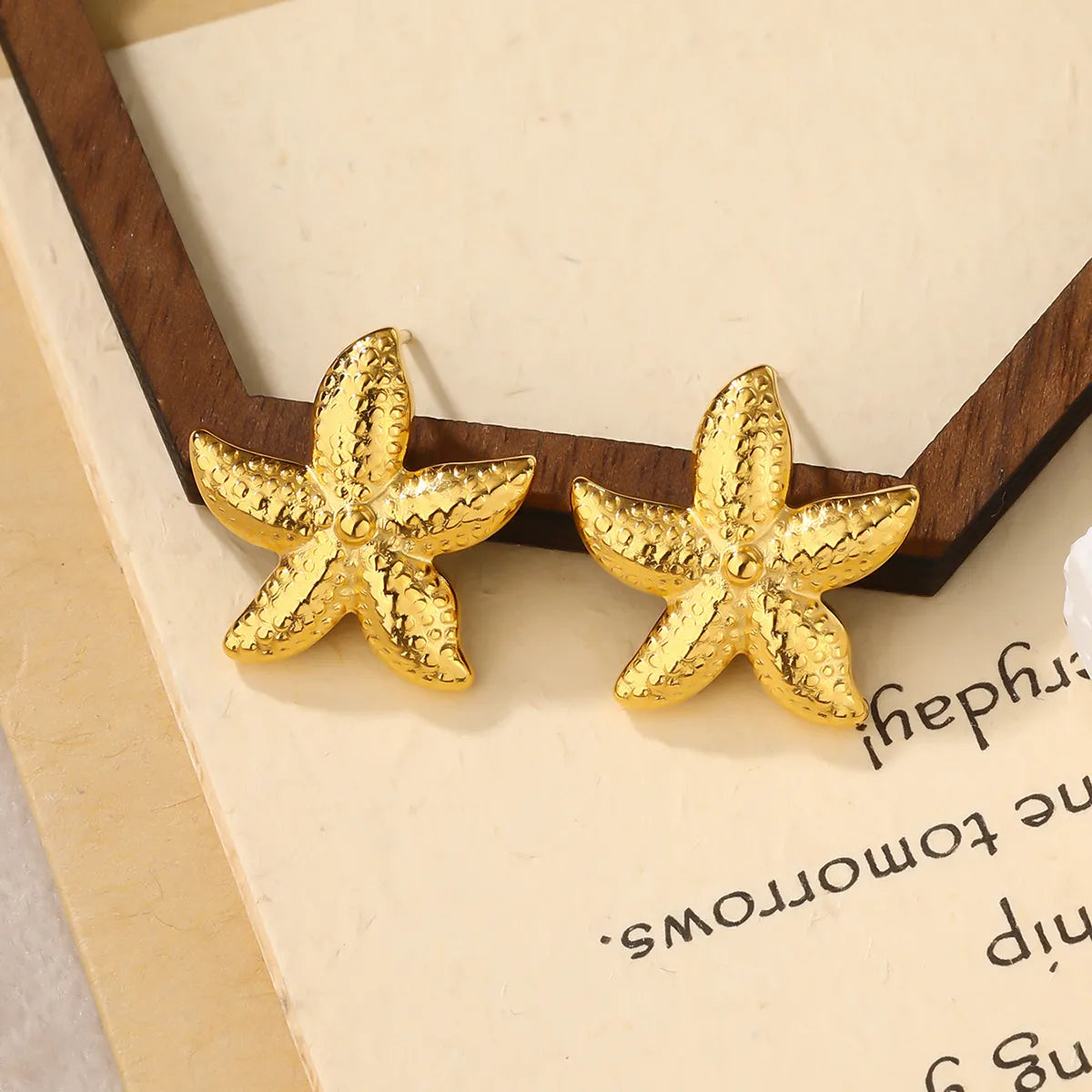 1 Pair Beach Starfish Plating 304 Stainless Steel 18K Gold Plated Ear Studs