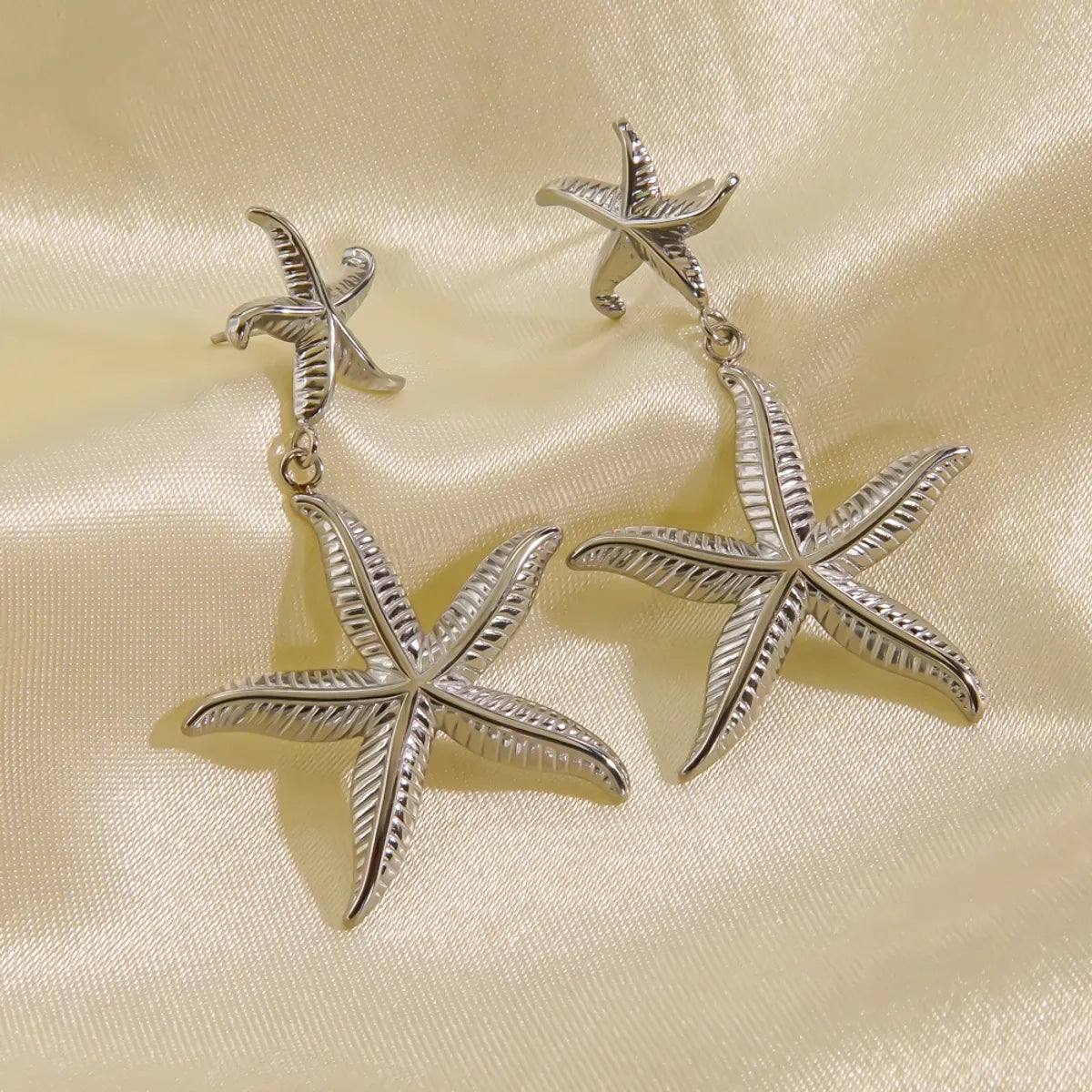 1 Pair Beach Starfish Plating Stainless Steel 14k Gold Plated Drop Earrings