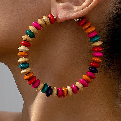 1 Pair Beach Streetwear Geometric Beaded Wood Earrings