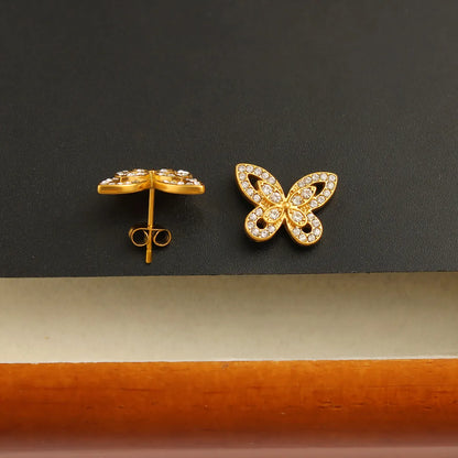 1 Pair Beach Sweet Classic Style Butterfly Inlay 304 Stainless Steel 316 Stainless Steel  Rhinestones 18K Gold Plated Ear Studs