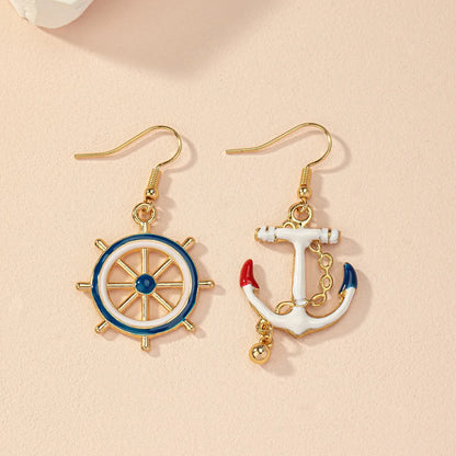 1 Pair Beach Tropical Rudder Anchor Zinc Alloy Drop Earrings