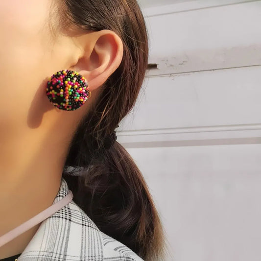 1 Pair Bohemian Ball Seed Bead Women's Ear Studs