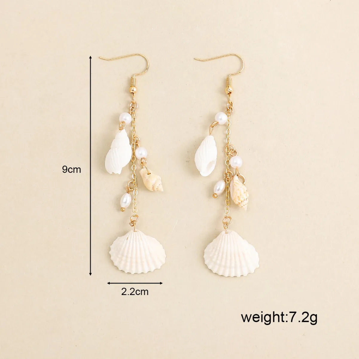 1 Pair Bohemian Beach Tropical Conch Shell Pearl Alloy Drop Earrings