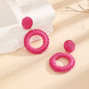 1 Pair Bohemian Circle Handmade Raffia Metal Drop Earrings