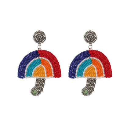 1 Pair Bohemian Classic Style Rainbow Heart Shape Beaded Seed Bead Drop Earrings