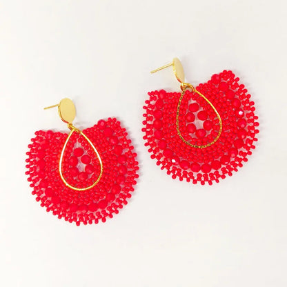 1 Pair Bohemian Classic Style U Shape Water Droplets Glass Seed Bead Drop Earrings