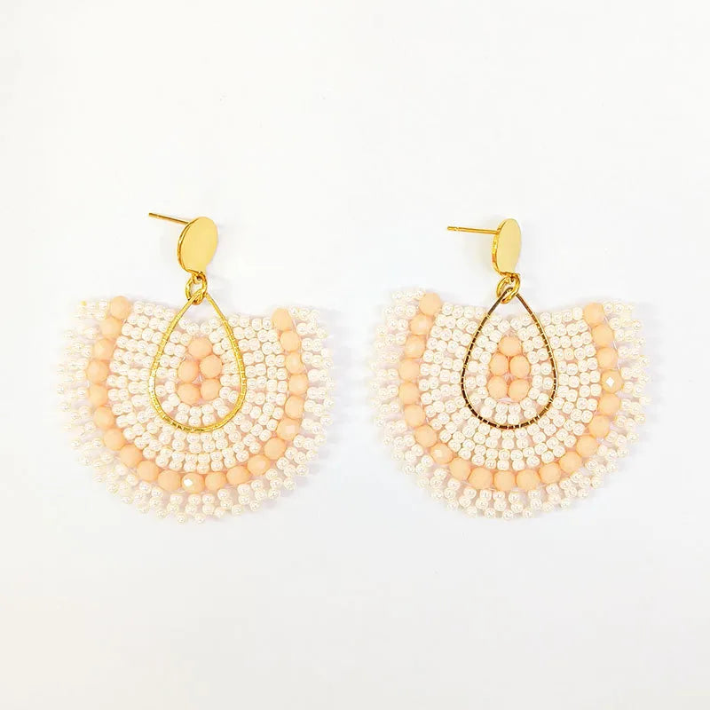 1 Pair Bohemian Classic Style U Shape Water Droplets Glass Seed Bead Drop Earrings