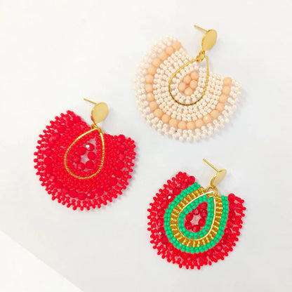 1 Pair Bohemian Classic Style U Shape Water Droplets Glass Seed Bead Drop Earrings