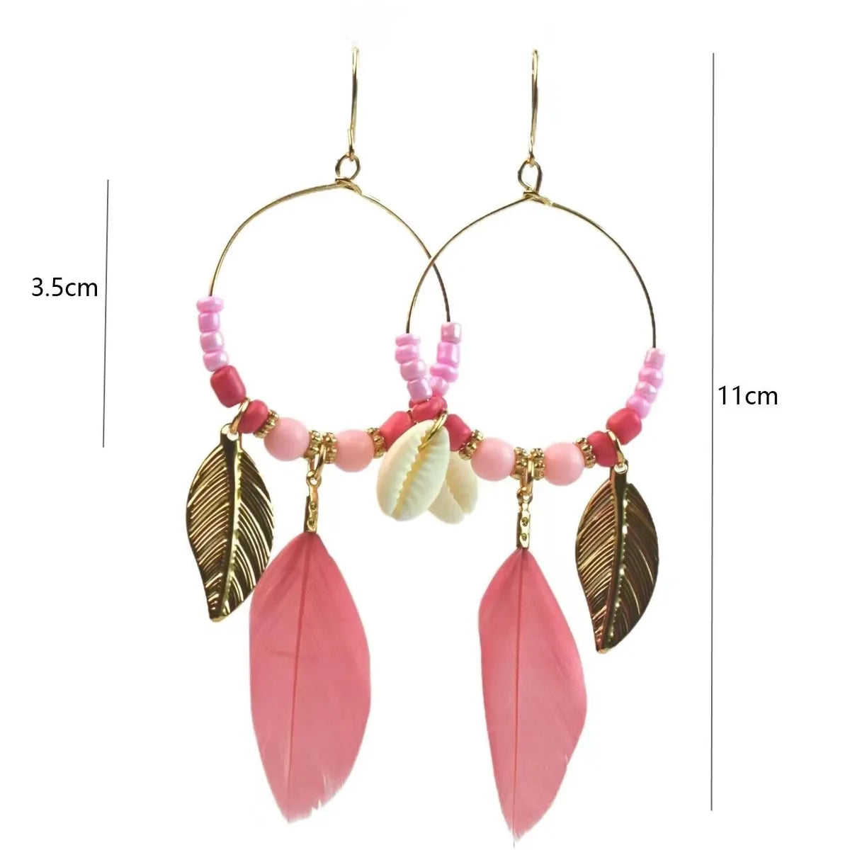 1 Pair Bohemian Conch Feather Drop Earrings