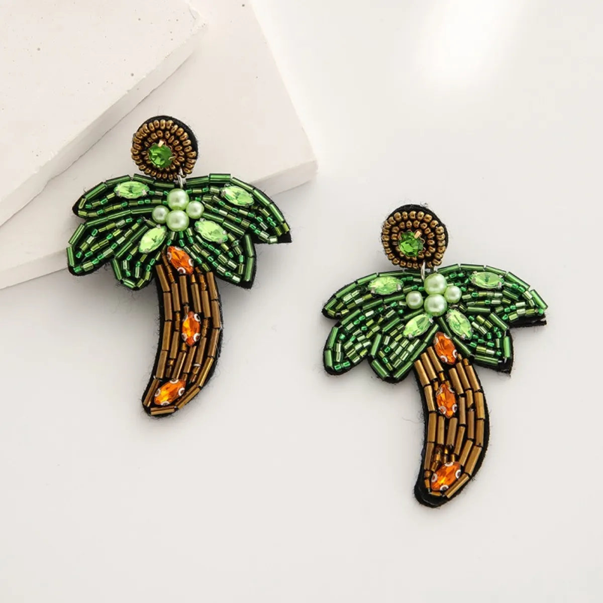 1 Pair Bohemian Flower Patchwork Seed Bead Drop Earrings