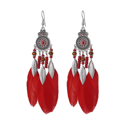 1 Pair Bohemian Flower Tassel Plating Metal Drop Earrings