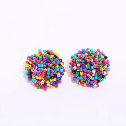 1 Pair Bohemian Geometric Beaded Alloy Earrings