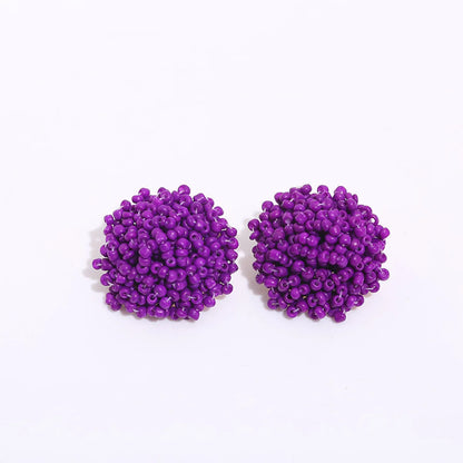 1 Pair Bohemian Geometric Beaded Alloy Earrings