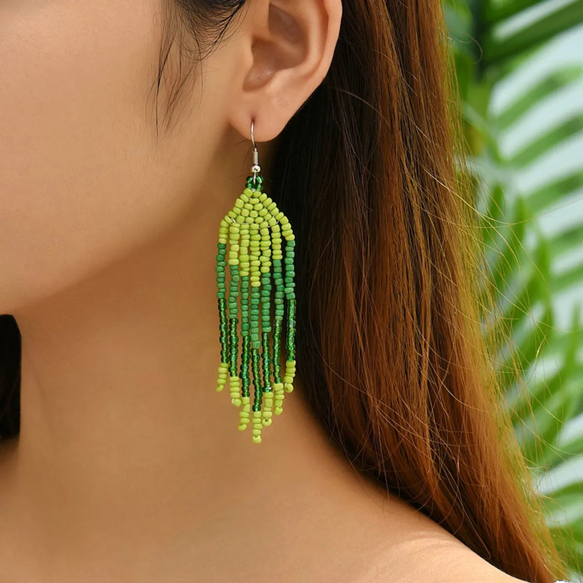 1 Pair Bohemian Geometric Beaded Glass Drop Earrings