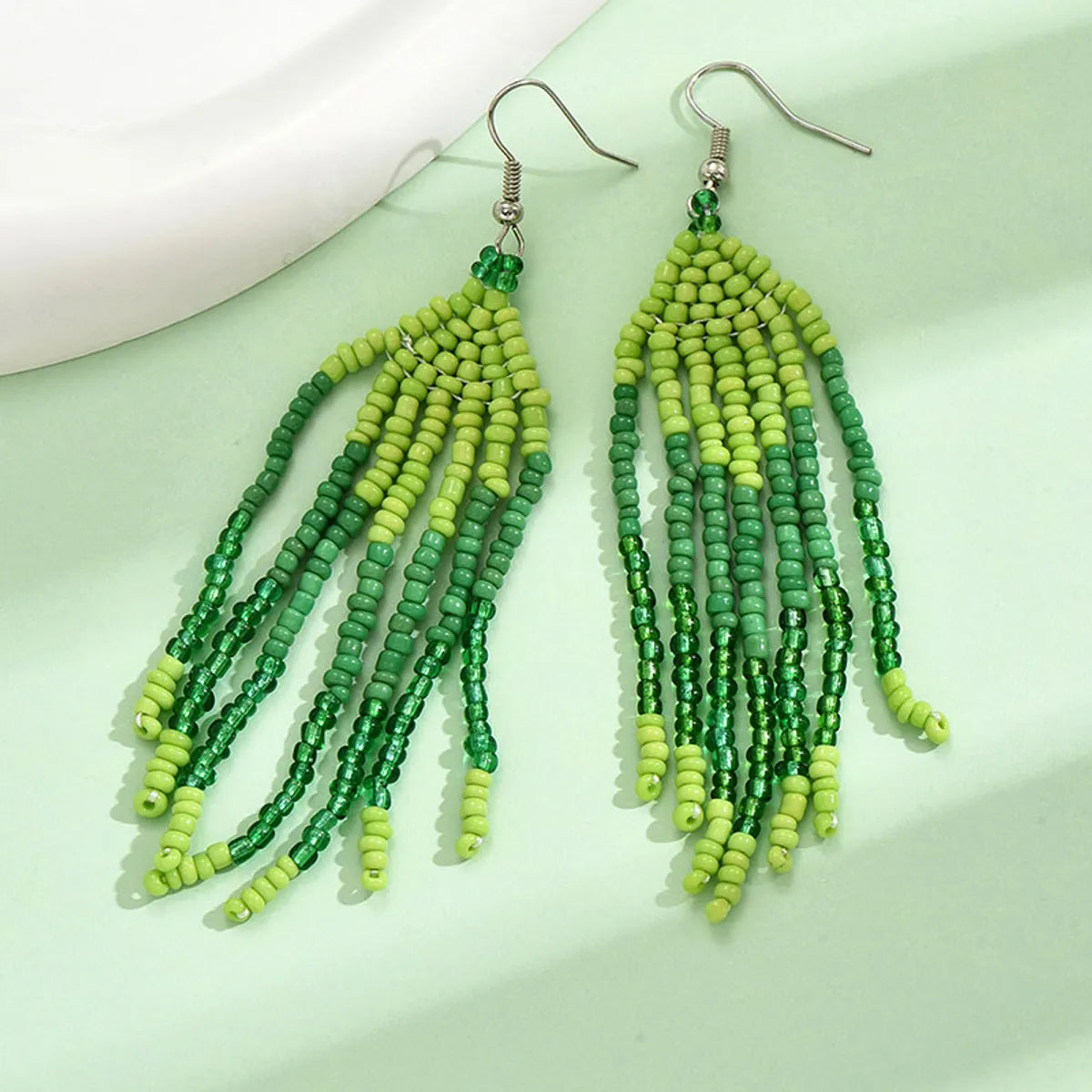 1 Pair Bohemian Geometric Beaded Glass Drop Earrings