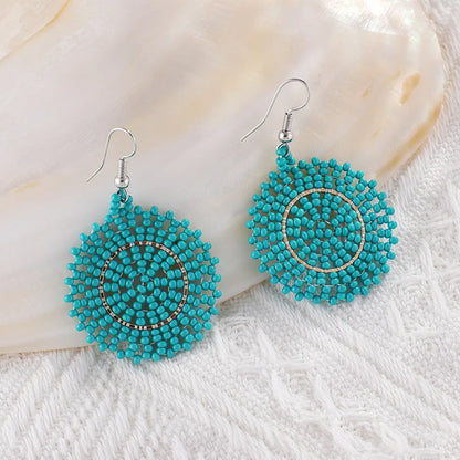 1 Pair Bohemian Geometric Beaded Seed Bead Drop Earrings