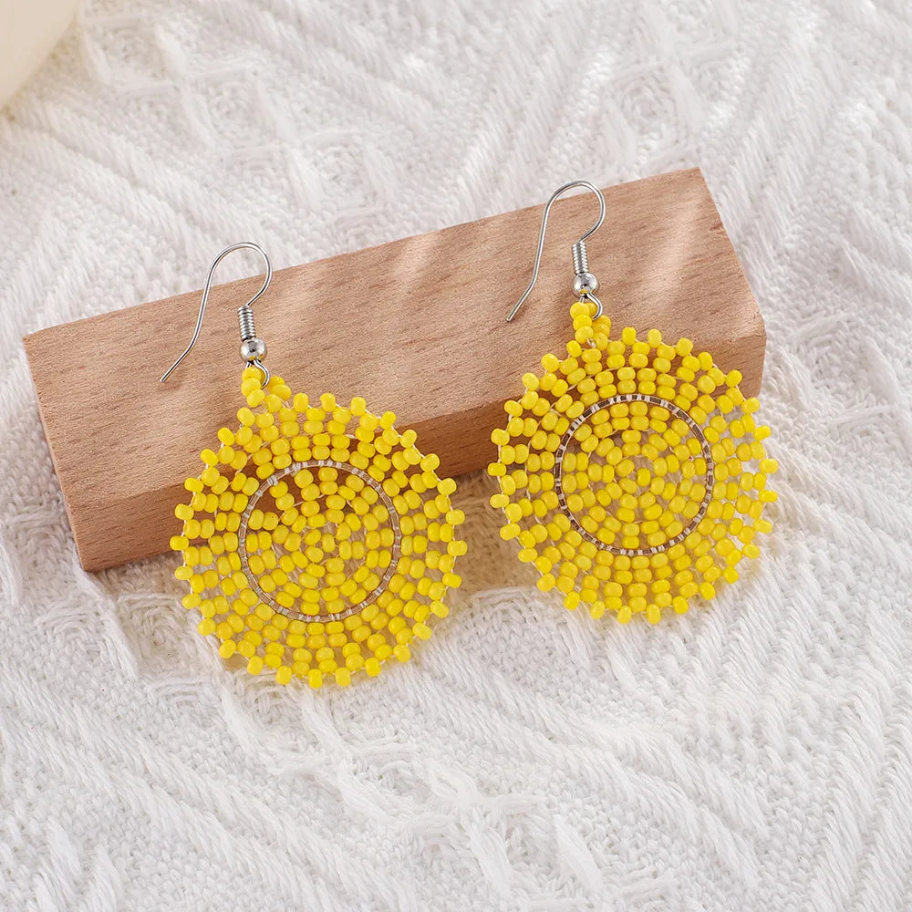 1 Pair Bohemian Geometric Beaded Seed Bead Drop Earrings