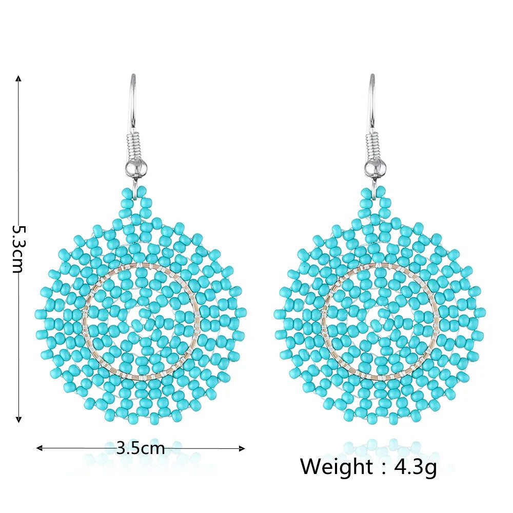 1 Pair Bohemian Geometric Beaded Seed Bead Drop Earrings