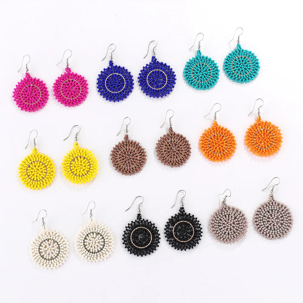 1 Pair Bohemian Geometric Beaded Seed Bead Drop Earrings