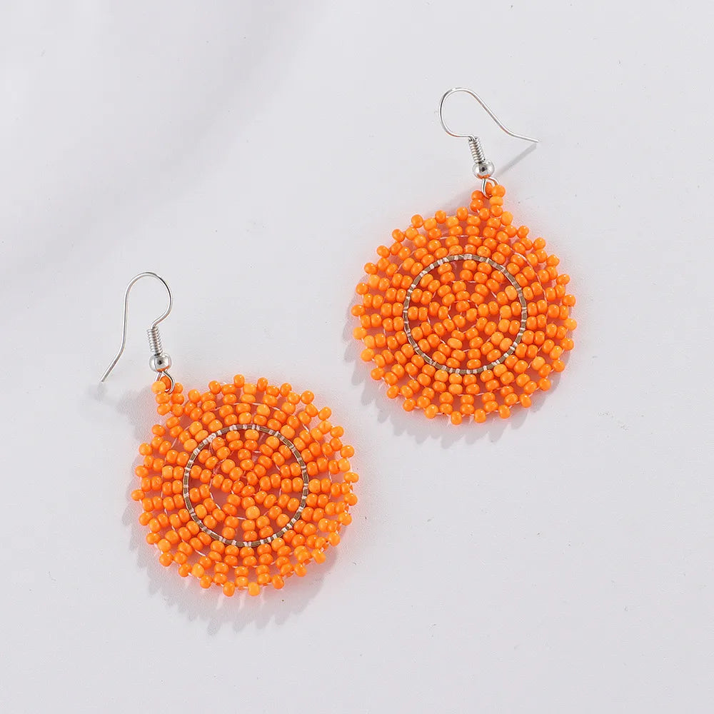 1 Pair Bohemian Geometric Beaded Seed Bead Drop Earrings