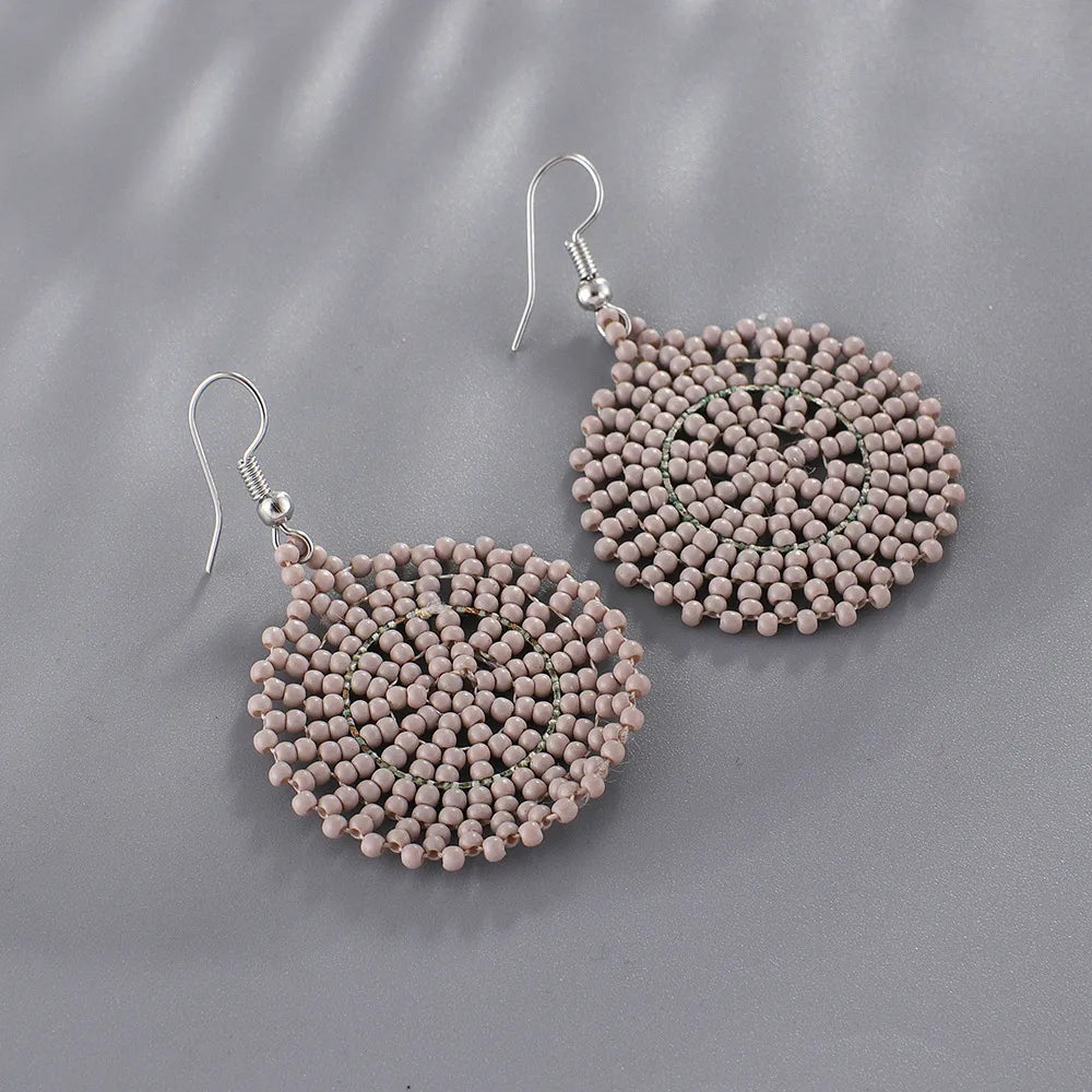 1 Pair Bohemian Geometric Beaded Seed Bead Drop Earrings