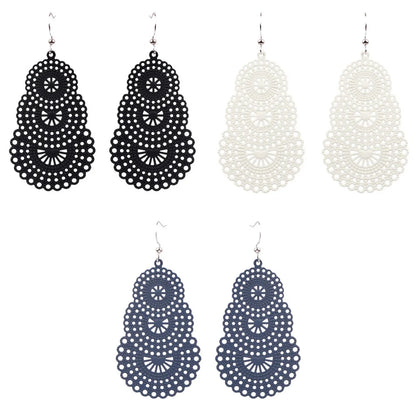 1 Pair Bohemian Geometric Hollow Out Alloy Earrings