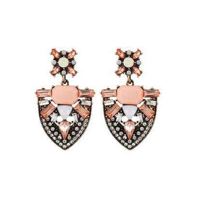 1 Pair Bohemian Geometric Inlay Alloy Glass Drop Earrings