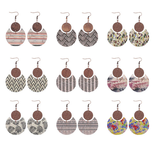 1 Pair Bohemian Geometric Pu Leather Drop Earrings