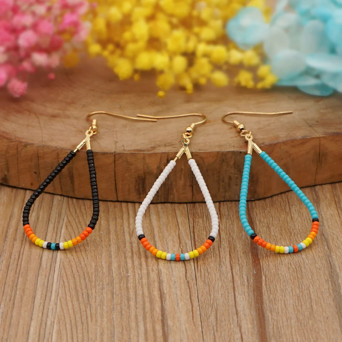 1 Pair Bohemian Geometric Seed Bead Women's Drop Earrings