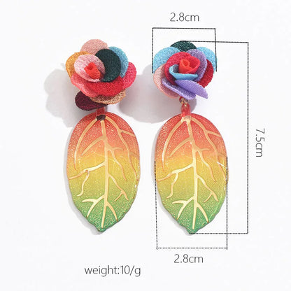 1 Pair Bohemian Leaves Flower Plastic Resin Drop Earrings