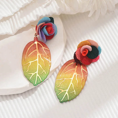 1 Pair Bohemian Leaves Flower Plastic Resin Drop Earrings