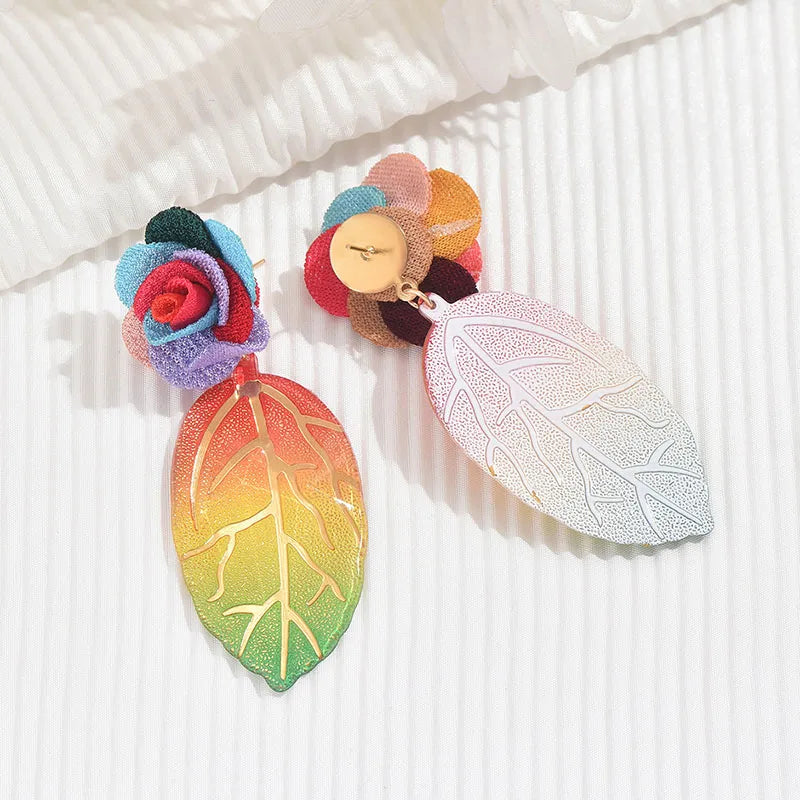 1 Pair Bohemian Leaves Flower Plastic Resin Drop Earrings