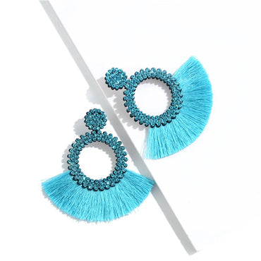 1 Pair Bohemian Round Alloy Tassel Women'S Drop Earrings