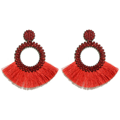 1 Pair Bohemian Round Alloy Tassel Women'S Drop Earrings