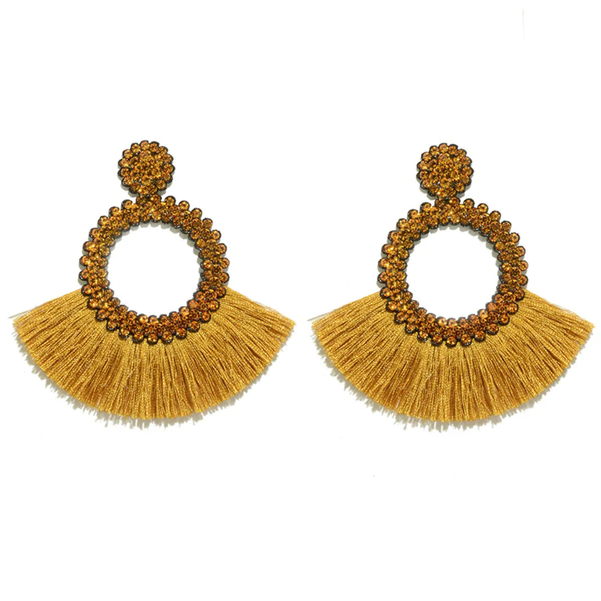 1 Pair Bohemian Round Alloy Tassel Women'S Drop Earrings