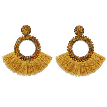 1 Pair Bohemian Round Alloy Tassel Women'S Drop Earrings