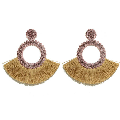 1 Pair Bohemian Round Alloy Tassel Women'S Drop Earrings