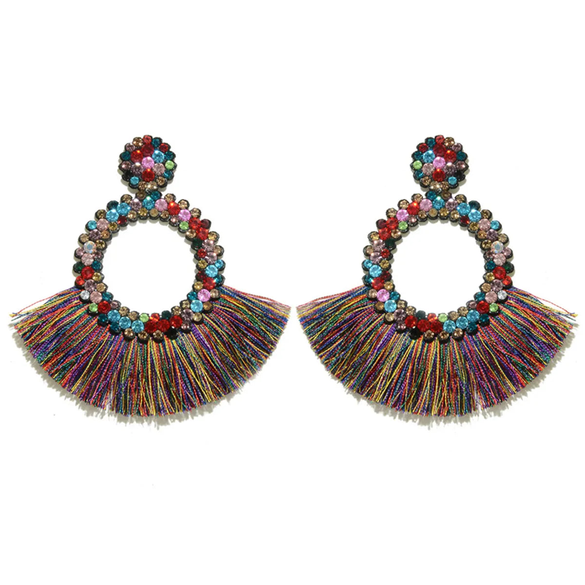 1 Pair Bohemian Round Alloy Tassel Women'S Drop Earrings