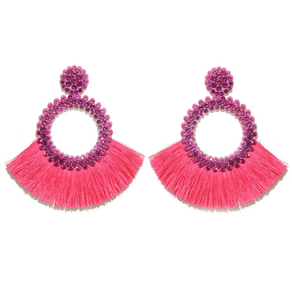 1 Pair Bohemian Round Alloy Tassel Women'S Drop Earrings