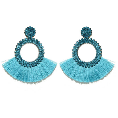 1 Pair Bohemian Round Alloy Tassel Women'S Drop Earrings